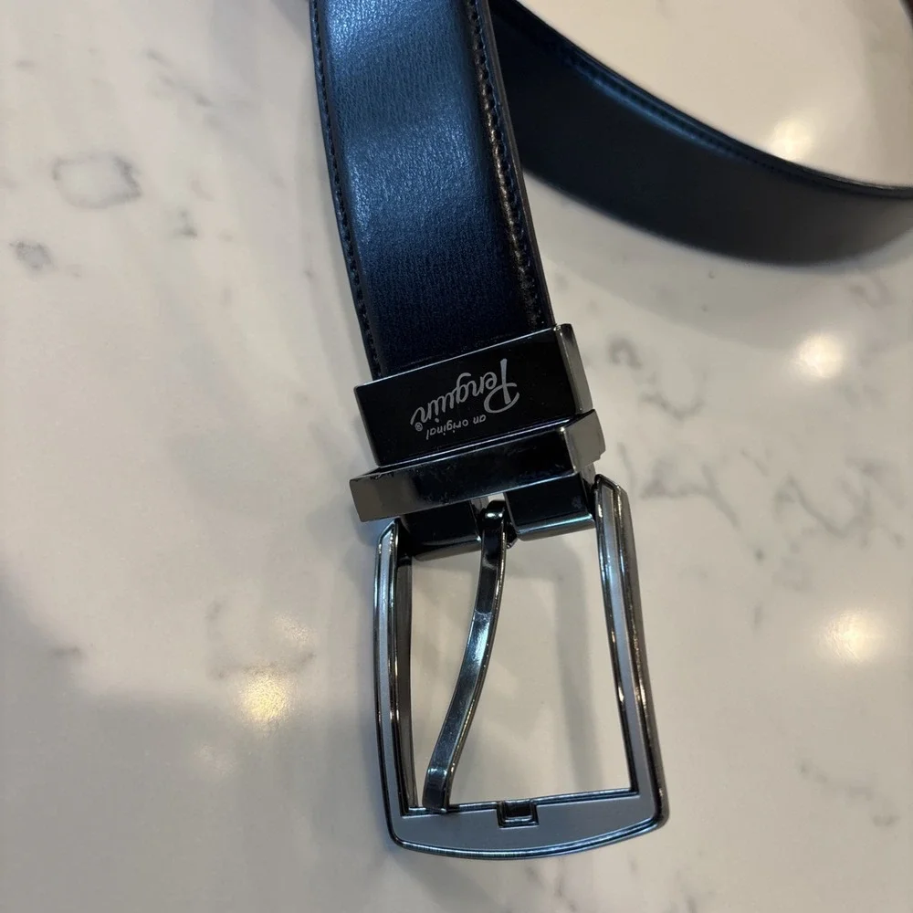 Penguin Genuine Leather Belt Black Men's Size 40‎ Silver/Bronze Buckle